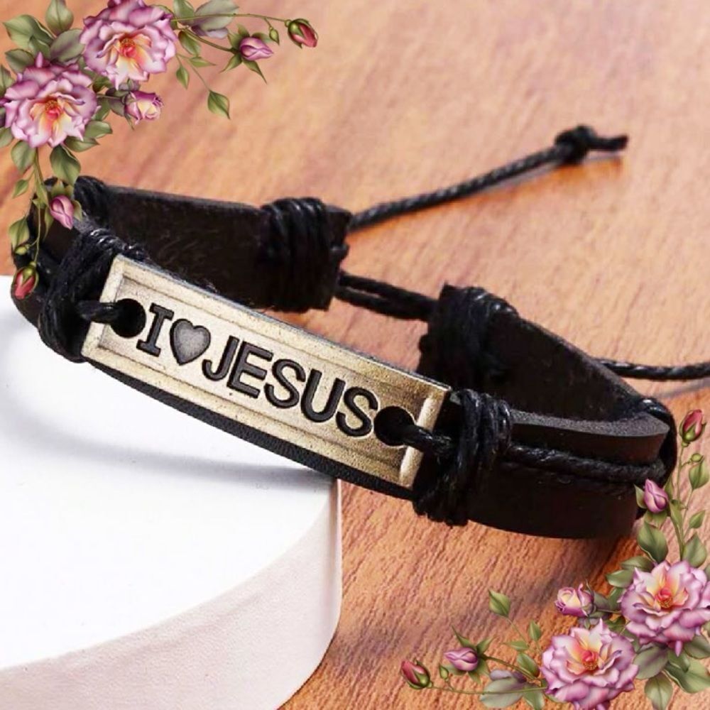 I love Jesus‎ fake leather string bracelet